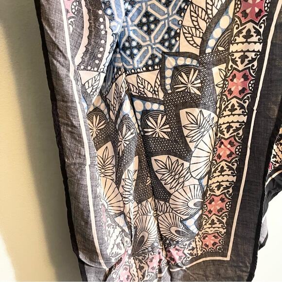 Flying Tomato Women's Blue Rayon Paisley Print Pullover Poncho Top Size Large - Picture 4 of 13